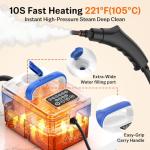 2500W Handheld Steam Cleaner with 16pcs Accessories & 1.6L Tank, Fast Heating & High Temperature Portable Steam Cleaner for Car, Kitchen, Home, Steamer for Cleaning Windows, Grout, Upholstery and More