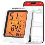 ThermoPro Hygrometer Thermometer for House TP350, Bluetooth Room Indoor Greenhouse Thermometer Monitor Up to 260FT, Backlit Humidity Meter Temperature Sensor with 2-Year Data Export