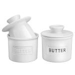 Butter Crock with Spreader, French Butter Keeper with Water Line for Counter, Butter Dish. Gift for Thanksgiving, Christmas and Mother’s Day,JSHKY. (White butter crock - 2)
