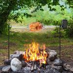 only fire Spit Rotisserie for Outdoor Campfire Grilling, Over Fire Camp Grill with 35×5/16" Square Spit Rod