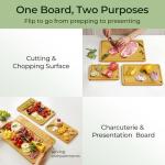 Keechee Wood Cutting Board for Kitchen - Reversible Bamboo Cutting Boards Gift Set of 3 with Juice Groove, Wooden Chopping Board for Meat, Fruit, Vegetables & Cheese (Pre Oiled, Natural)