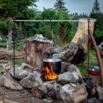 only fire Spit Rotisserie for Outdoor Campfire Grilling, Over Fire Camp Grill with 35×5/16" Square Spit Rod
