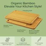 Keechee Wood Cutting Board for Kitchen - Reversible Bamboo Cutting Boards Gift Set of 3 with Juice Groove, Wooden Chopping Board for Meat, Fruit, Vegetables & Cheese (Pre Oiled, Natural)