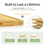 Keechee Wood Cutting Board for Kitchen - Reversible Bamboo Cutting Boards Gift Set of 3 with Juice Groove, Wooden Chopping Board for Meat, Fruit, Vegetables & Cheese (Pre Oiled, Natural)