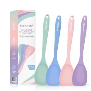 NEXTOP Silicone Spatula Set of 4 – Multipurpose Seamless Silicone Spoon Spatula for Mixing and Cooking – MultiColour Heat Resistant Flexible Kitchen Utensils for Blending, Stirring, and Baking