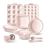 COOK WITH COLOR 17 Pc. Silicone Baking Pan Set - Non-Stick & Easy Clean Silicone Muffin Pans for Baking with Sturdy Metal Frame for Stability, Flexible Cake Molds, Includes Measuring Cups and Spoons