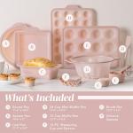 COOK WITH COLOR 17 Pc. Silicone Baking Pan Set - Non-Stick & Easy Clean Silicone Muffin Pans for Baking with Sturdy Metal Frame for Stability, Flexible Cake Molds, Includes Measuring Cups and Spoons