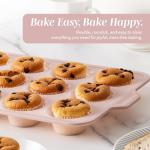 COOK WITH COLOR 17 Pc. Silicone Baking Pan Set - Non-Stick & Easy Clean Silicone Muffin Pans for Baking with Sturdy Metal Frame for Stability, Flexible Cake Molds, Includes Measuring Cups and Spoons