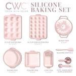 COOK WITH COLOR 17 Pc. Silicone Baking Pan Set - Non-Stick & Easy Clean Silicone Muffin Pans for Baking with Sturdy Metal Frame for Stability, Flexible Cake Molds, Includes Measuring Cups and Spoons