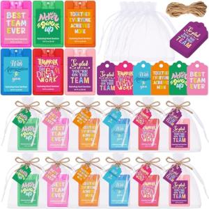 FoldTier 24 Set Thank You Team Employee Appreciation Gifts Bulk Mini Mist Hand Sanitizer Spray 0.67 oz Travel Size with Tags Christmas Party Favors Gifts for Team Employee Teacher Coworker Staff Nurse