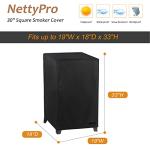 NetttyPro Electric Smoker Cover for Outside Masterbuilt Smoker 30 inch, Outdoor Waterproof Heavy Duty Square Vertical Small Grill Cover, 19" W x 18" D x 33" H, Black