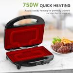 OSTBA Sandwich Maker, 2 Slice Grilled Cheese Maker with Non-stick Grill Plates, Indicator Lights, Cool Touch Handle, Easy to Clean and Store, 750W