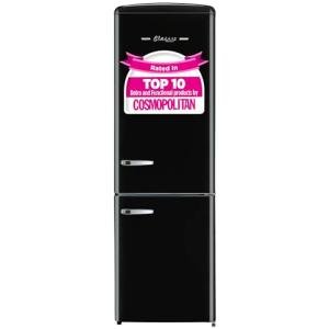 Unique Appliances Classic Retro Refrigerator, Electric Bottom-Mount Fridge with Intuitive Control Panel, 4 Glass Shelves, and 3 Freezer Drawers, Frost-Free, 12 cu./ft., Midnight Black