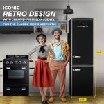 Unique Appliances Classic Retro Refrigerator, Electric Bottom-Mount Fridge with Intuitive Control Panel, 4 Glass Shelves, and 3 Freezer Drawers, Frost-Free, 12 cu./ft., Midnight Black