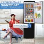 Unique Appliances Classic Retro Refrigerator, Electric Bottom-Mount Fridge with Intuitive Control Panel, 4 Glass Shelves, and 3 Freezer Drawers, Frost-Free, 12 cu./ft., Midnight Black
