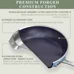 Nuwave Healthy Duralon Blue Ceramic Nonstick Cookware Set, Diamond Infused Scratch-Resistant, PFAS Free, Dishwasher & Oven Safe, Induction Ready & Evenly Heats, Tempered Glass Lids & Stay-Cool Handles