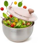 EDELHAUS Salad Spinner Stainless Steel 5.3Qt | Lettuce Spinner BPA-Free with Stop Button, Drain Spout & Crank Handle | Fruit Cleaner | Vegetable Washer Salad Cleaner, Non-Slip Base Dishwasher Safe