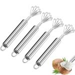 4 Pcs Coconut Meat Removal Scraper Tools, Stainless Steel Coco Nut Kinfe, Copra Cocoanut Pulp Shredder, Fish Skin Scaler for Kitchen, Grater, Peeler and Slicer, Coconut Grater, Silver