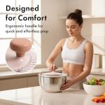 EDELHAUS Salad Spinner Stainless Steel 5.3Qt | Lettuce Spinner BPA-Free with Stop Button, Drain Spout & Crank Handle | Fruit Cleaner | Vegetable Washer Salad Cleaner, Non-Slip Base Dishwasher Safe