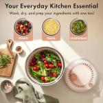 EDELHAUS Salad Spinner Stainless Steel 5.3Qt | Lettuce Spinner BPA-Free with Stop Button, Drain Spout & Crank Handle | Fruit Cleaner | Vegetable Washer Salad Cleaner, Non-Slip Base Dishwasher Safe
