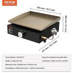 VEVOR Griddle, 16.9" Heavy Duty Manual Flat Top Griddle, Countertop Gas Grill with Non-Stick Cooking Plate, Steel Propane Gas Griddle, 1-Burners Restaurant Portable Grill - 22,000 BTU