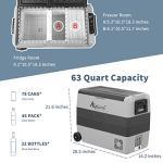 Alpicool T60 Dual Temperature Control 12 Volt Refrigerator 63 Quart Portable Car Fridge Freezer (-4°F~68°F) for Truck, RV, Boat, Camping and Travel