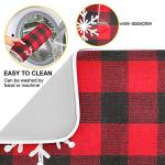 Christmas Red Plaid Snow Snowflake Dish Drying Mat 16x18 inch Red Black Lattice Texture Dish Drainer Kitchen Counter Mats Bottles Dish Dry Pad Protector for Kitchen Countertops