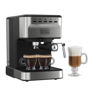 Black+Decker Semi-Automatic 15 Bar Espresso and Cappuccino Maker, Versatile Machine with Ability to use Grounds or ESE Pods to Make Your Perfect Cup of Coffee
