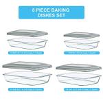 KOMUEE 8 Pieces Glass Baking Dish with Lids Rectangular Glass Baking Pan Bakeware Set with Lids, Baking Pans for Lasagna, Leftovers, Cooking, Kitchen, Fridge-to-Oven, Gray