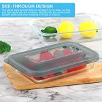 KOMUEE 8 Pieces Glass Baking Dish with Lids Rectangular Glass Baking Pan Bakeware Set with Lids, Baking Pans for Lasagna, Leftovers, Cooking, Kitchen, Fridge-to-Oven, Gray