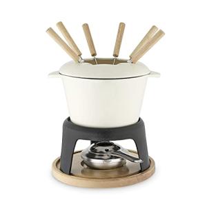 Farmhouse Enamel Cast Iron Fondue Set
