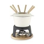 Farmhouse Enamel Cast Iron Fondue Set