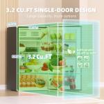 Frestec 3.2 Cu. Ft. Mini Fridge with Freezer Small Refrigerator, Mini fridge for Bedroom, Dorm, Single Door, Energy Saving, Low Noise, Mini Fridge for Office (Grey)