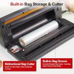 DSkiley Vacuum Sealer Machine for Food Preservation, 80kPa Powerful Suction, Built‑in Cutter & Starter Kit, Dry & Moist Modes, Digital Countdown, Compact Design, Keep Food Fresh 6X Longer