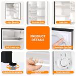 Frestec 3.2 Cu. Ft. Mini Fridge with Freezer Small Refrigerator, Mini fridge for Bedroom, Dorm, Single Door, Energy Saving, Low Noise, Mini Fridge for Office (Grey)