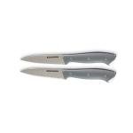 Zakarian by Dash 2 Piece Chef Grade German Steel Paring Knife Set with Smooth and Serrated Blades for Chopping, Dicing, Mincing, Slicing and More - Grey