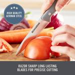 Zakarian by Dash 2 Piece Chef Grade German Steel Paring Knife Set with Smooth and Serrated Blades for Chopping, Dicing, Mincing, Slicing and More - Grey