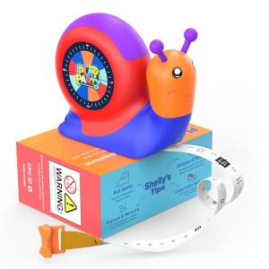 PLAYPARTY 8ft Tape Measure for Kids, STEM Educational Tool with Level, Protractor and Eraser, Retractable Snail Shaped Measuring Tapes, Child-Safe Stocking Stuffers Gift for Boys & Girls 3+, Blue