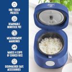 GreenLife Digital Rice Cooker, 2-Cups Uncooked/4-Cups Cooked, Removable Nonstick Ceramic PFAS-Free Pot, One-Touch Presets, Oats, Quinoa, Brown Rice, Auto Keep Warm, Fuzzy Logic Tech, 1.5QT, Navy Blue