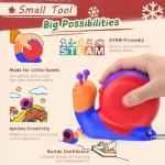 PLAYPARTY 8ft Tape Measure for Kids, STEM Educational Tool with Level, Protractor and Eraser, Retractable Snail Shaped Measuring Tapes, Child-Safe Stocking Stuffers Gift for Boys & Girls 3+, Blue