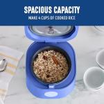 GreenLife Digital Rice Cooker, 2-Cups Uncooked/4-Cups Cooked, Removable Nonstick Ceramic PFAS-Free Pot, One-Touch Presets, Oats, Quinoa, Brown Rice, Auto Keep Warm, Fuzzy Logic Tech, 1.5QT, Navy Blue