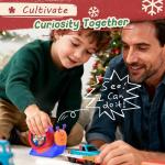 PLAYPARTY 8ft Tape Measure for Kids, STEM Educational Tool with Level, Protractor and Eraser, Retractable Snail Shaped Measuring Tapes, Child-Safe Stocking Stuffers Gift for Boys & Girls 3+, Blue