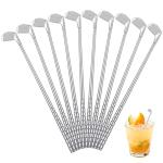 Teenyyou 10 Metal Golf Cocktail Stirrer Reusable Cocktail Beverage Stirrer Outdoor Sports Party Clubhouse and Outing Decoration for Garnish or Mixers (Golf Club Style)