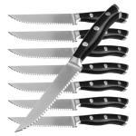 Alata 8-Piece Steak Knives Set, 4.7 Inch with Serrated Edge Razor-Sharp Dinner Knives, Full-Tang Construction, Dishwasher Safe