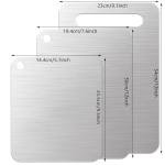 3Pcs Stainless Steel Cutting Board for Kitchen Cutting Boards Stainless Steel Chopping Board Double Sided Cutting Board Set Metal Cutting Boards for Meat Fruit Vegetable (13.4x9, 11.4x7.8, 9.8x6 in)