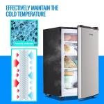 DEMULLER 3.2 Cu.Ft Upright Freezer with 7 Adjustable Thermostat Stand-up Single Door Compact Freezers with Rapid Cooling Technology for Home Kitchen Dorm Silver