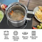 Saltlas Deep Fryer Pot with Basket and Oil Strainer, 304 Stainless Steel Deep Frying Pot for French Fries, Chicken, or Japanese Tempura, 2L (2Qt)