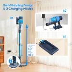 Cordless Vacuum Cleaner, 45kPa 60Min Vacuum Cleaners For Home, Powerful Stick Vacuum Rechargeable With Green Light, Anti tangle Wall Mount, 8 in 1 Lightweight Vacuum For Hardwood Floor Pet Hair Carpet