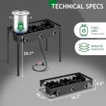 Outvita 3 Burner Propane Gas Stove for Outdoor Cooking, 225,000 BTU Camping Cooker with Removable Legs, Temperature Control Knobs for Backyard Cooking, BBQ, Baking and Frying