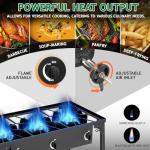 Outvita 3 Burner Propane Gas Stove for Outdoor Cooking, 225,000 BTU Camping Cooker with Removable Legs, Temperature Control Knobs for Backyard Cooking, BBQ, Baking and Frying